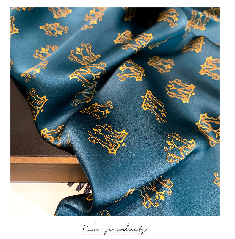 Silk Scarf Fashionable Women's Elegant Scarf Letter Maternity Print Pattern Silk Neckerchief