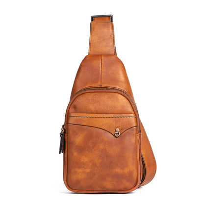 Men's bust bag genuine cowhide leather retro casual crossbody bag for men 