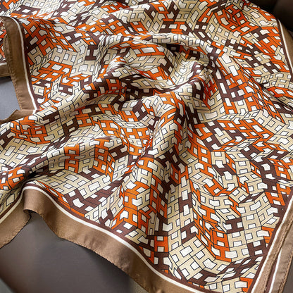 Scarf character mother pattern simulation silk temperament scarf women neckerchief long big ribbon