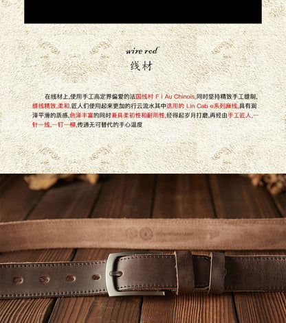 Men's Belt Handmade Genuine Cowhide Leather Needle Buckle Vintage Men's Belt 