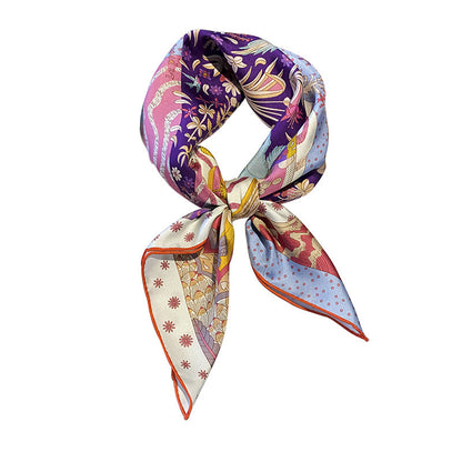 Silk scarf thin printed pattern color matching binder high quality temperament neckerchief 