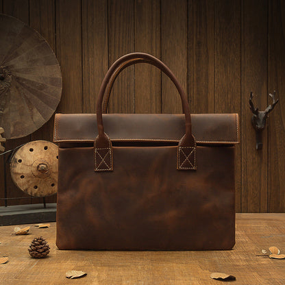Men's handbag handbag handmade Korean fashion genuine cowhide leather casual business briefcase thin computer bag 
