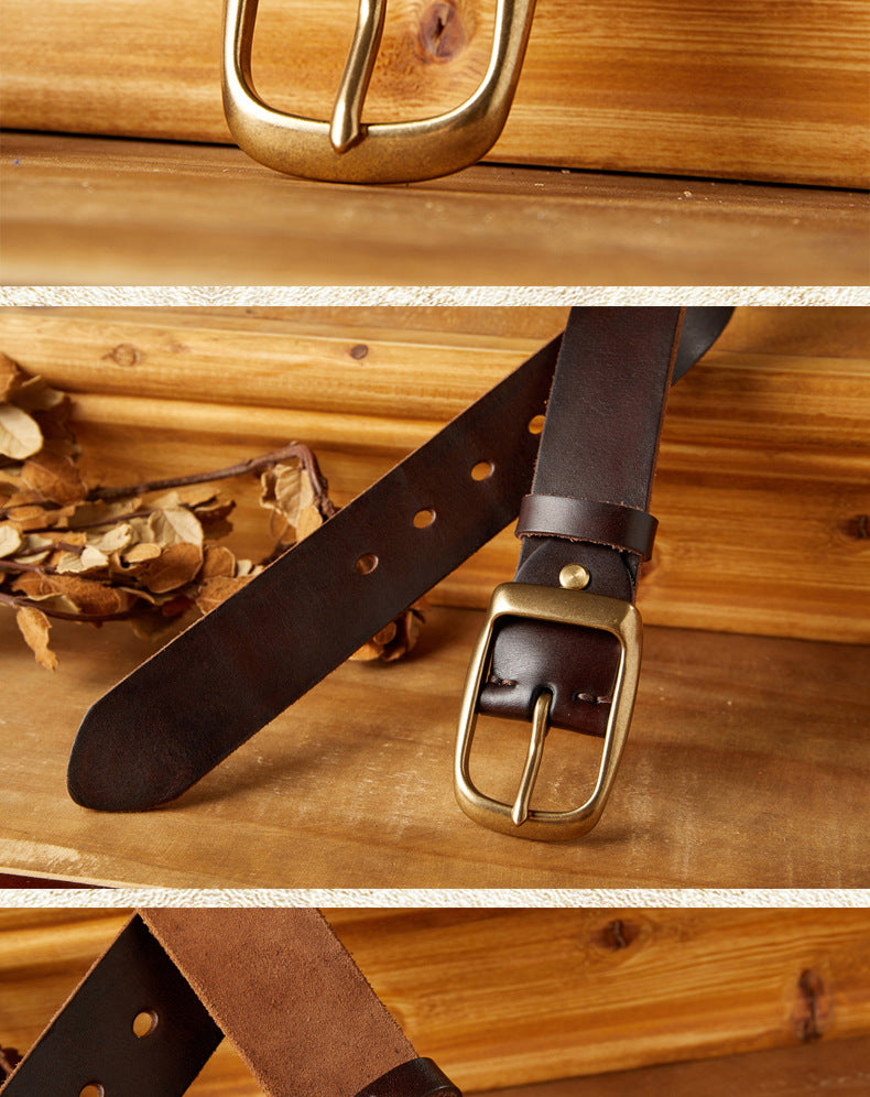 Men's Belt Handmade Genuine Cowhide Leather Needle Buckle Casual Vintage Unique Men's Belt 