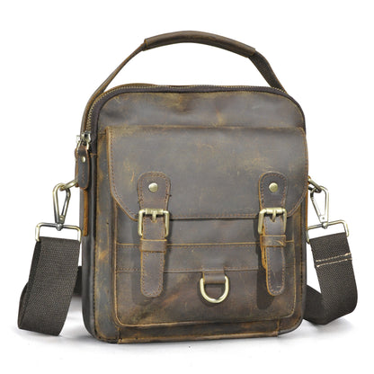 Men's Shoulder Bag Genuine Cowhide Leather Retro Travel Outdoor Men's Crossbody Bag