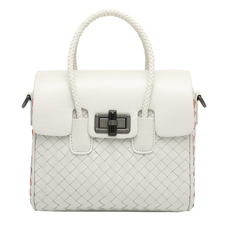 Genuine leather women's bag sheep leather woven bag fashionable casual shoulder bag handbag.bag