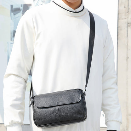 Men's Shoulder Bag Genuine Cowhide Leather Retro Casual Men's Crossbody Bag Messenger Bag 