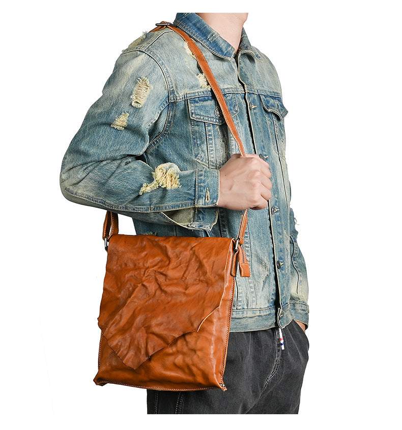Men's Shoulder Bag Genuine Cowhide Leather Fashion Crossbody Bag for Men 