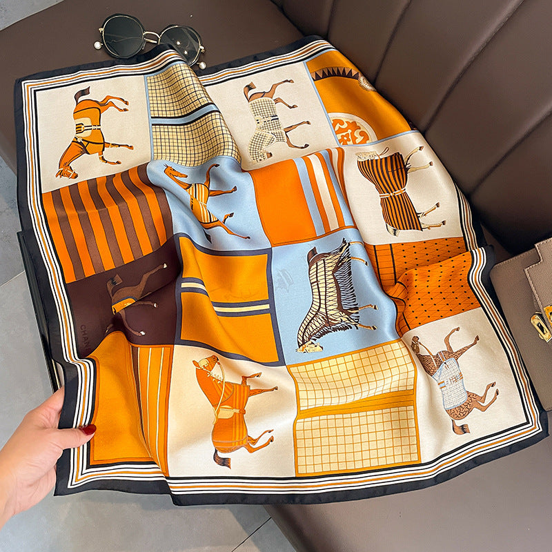 Scarf Printed Pattern Oskarf Pieces Luxury Silk Elegant Sunscreen Commuting Temperament Silk Scarf 