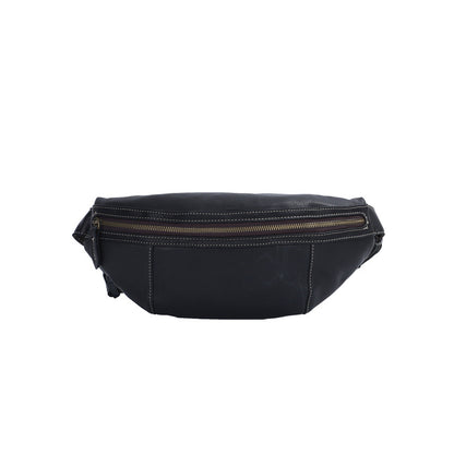 Men's Bust Bag Genuine Cowhide Leather Retro Casual Fashion Shoulder Bag Crossbody Bag for Men 