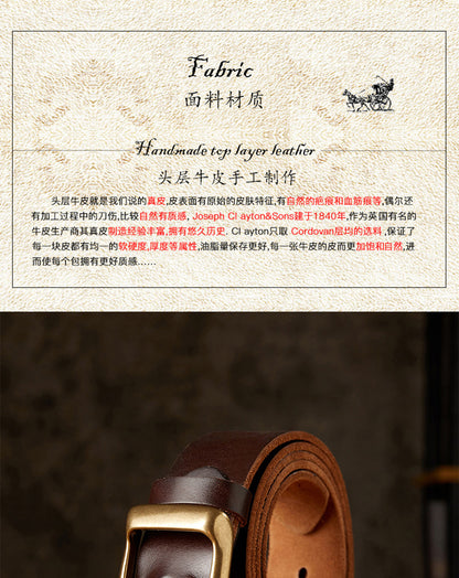 Men's Belt Handmade Genuine Cowhide Leather Needle Buckle Casual Vintage Unique Men's Belt 