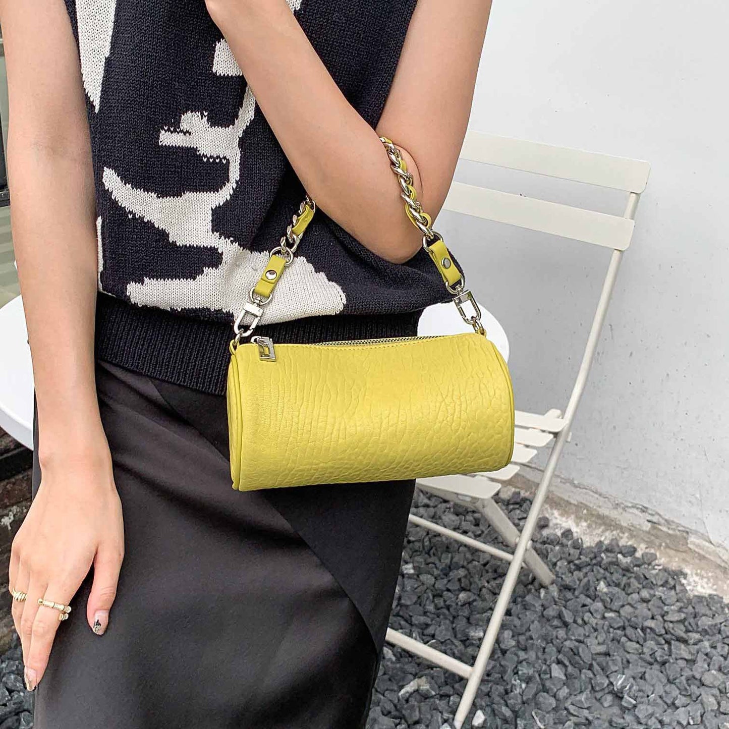 Genuine leather fashion diagonal shoulder bag armpit bag trend shoulder bag ladies bag
