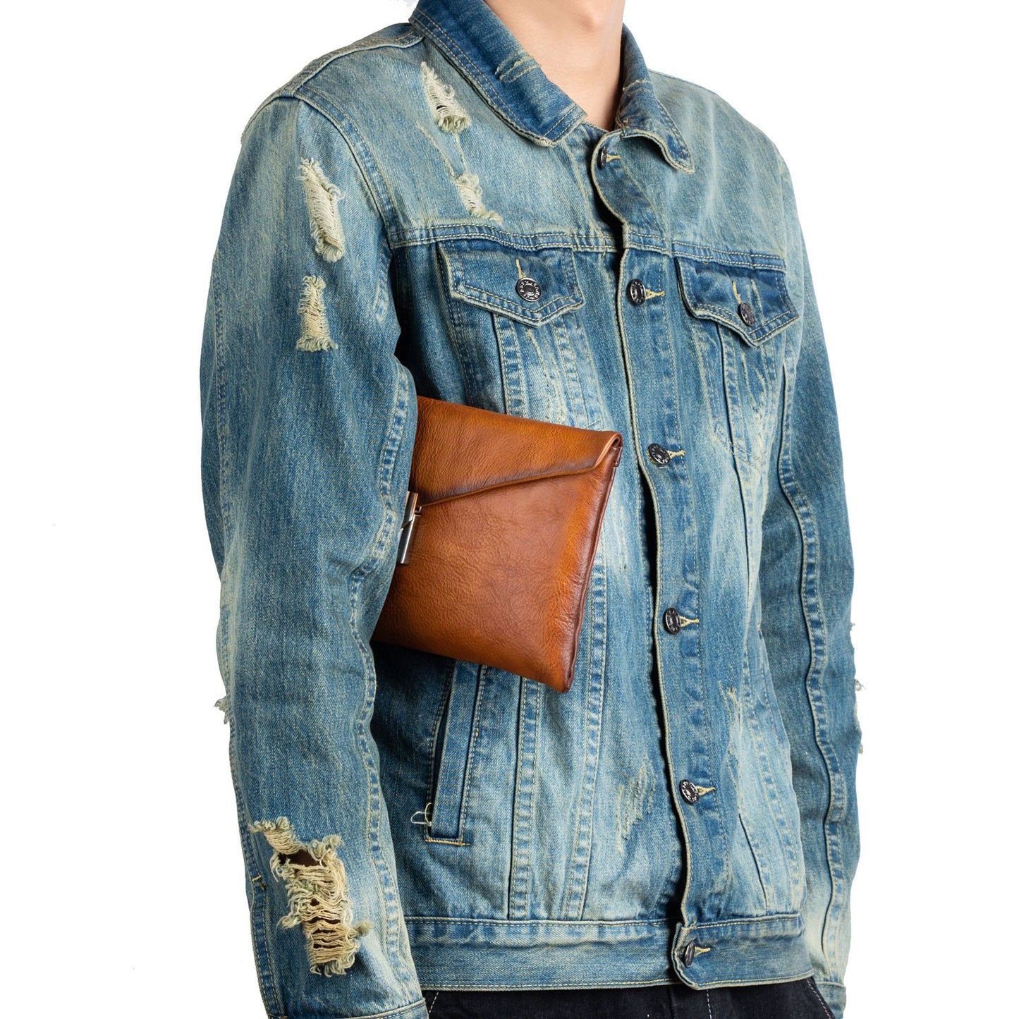 Men's Clutch Bag Cowhide Genuine Leather Retro Casual Men's Handbag 