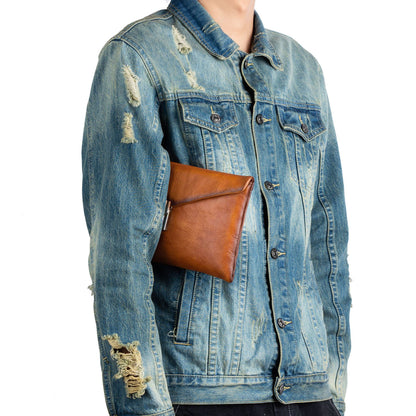 Men's Clutch Bag Cowhide Genuine Leather Retro Casual Men's Handbag 