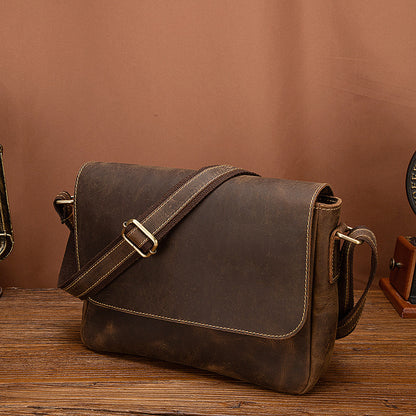 Men's shoulder bag Genuine cowhide leather retro crossbody bag for men 