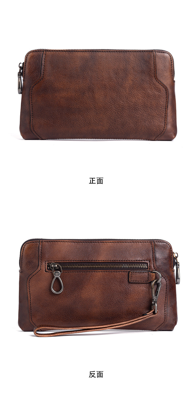 Men's Clutch Bag Genuine Cowhide Leather Retro Casual Men's Bag 