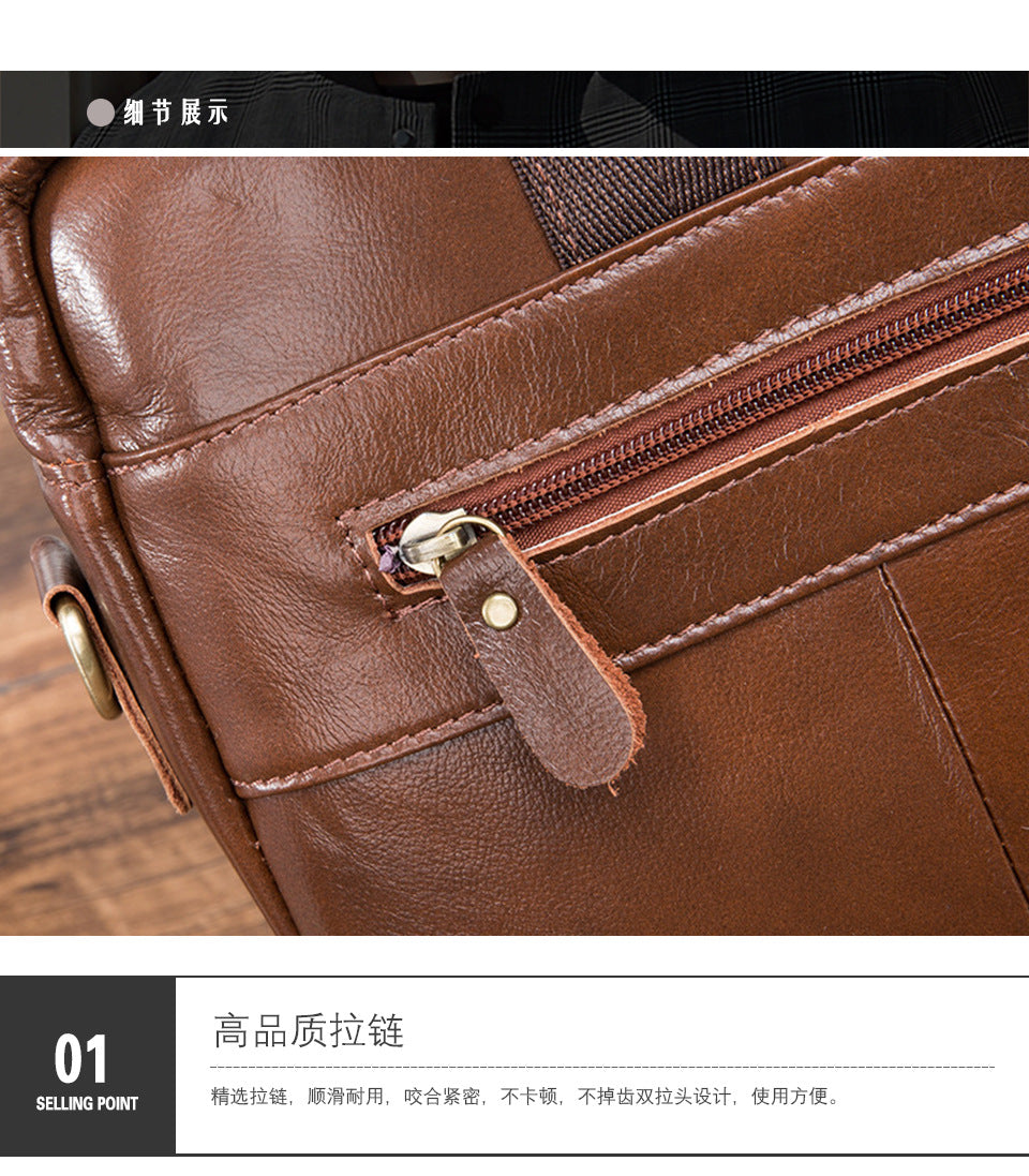 Men's Handbag Briefcase Cowhide Genuine Leather Retro Business Computer Bag for Men 