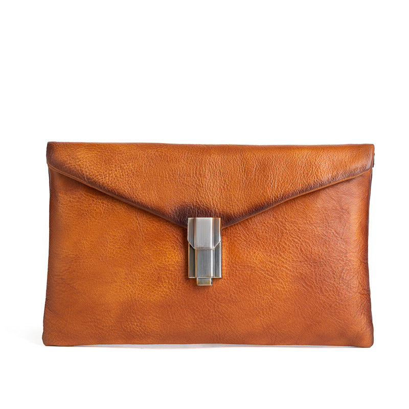 Men's Clutch Bag Cowhide Genuine Leather Retro Casual Men's Handbag 