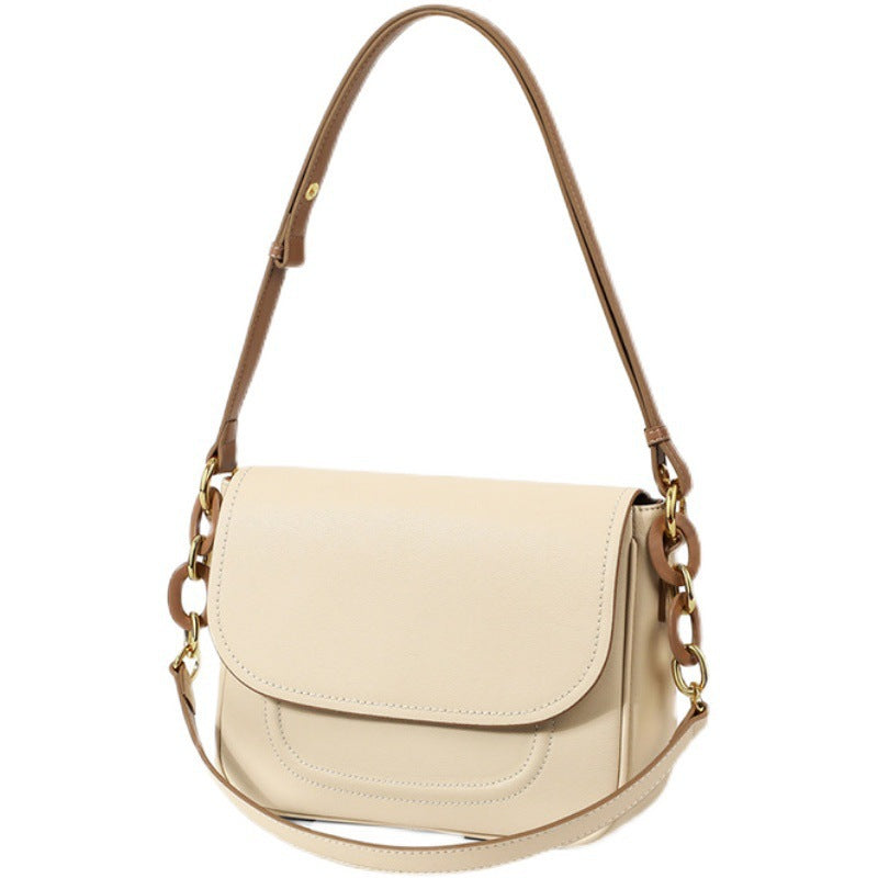 Ladies luxury underarm bag genuine leather saddle bag cowhide simple fashion shoulder bag that goes with anything. Pochette