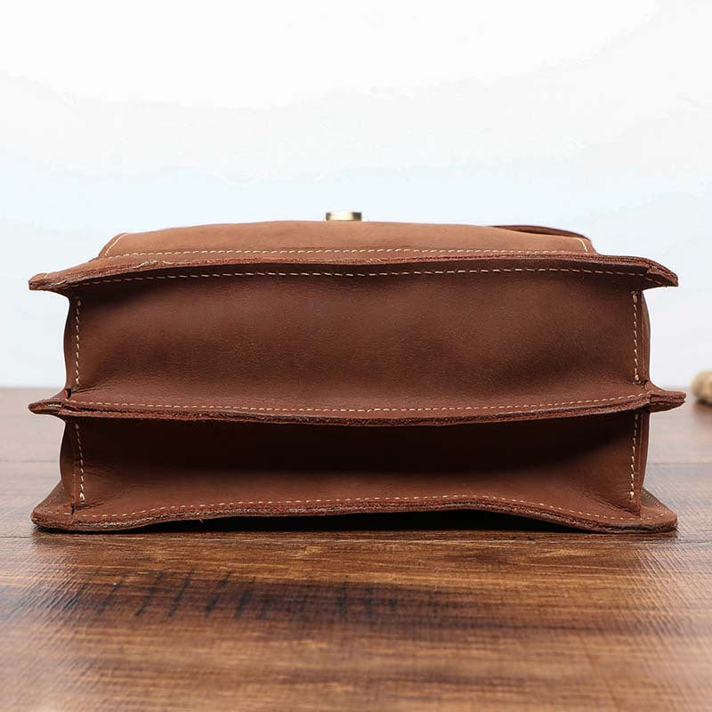 Men's Shoulder Bag Genuine Cowhide Leather Retro Briefcase Crossbody Bag for Men 