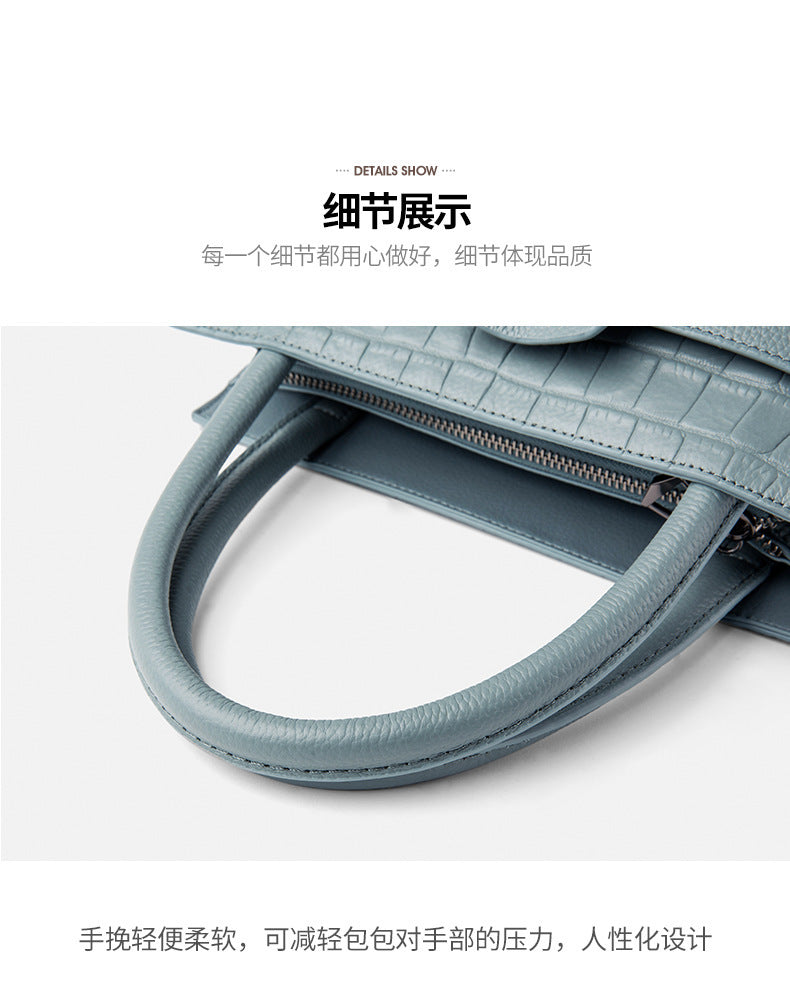 Genuine leather women's bag Crocodile pattern handle bag Shoulder bag Fashion Commuter cowhide handbag that goes with anything. Bag
