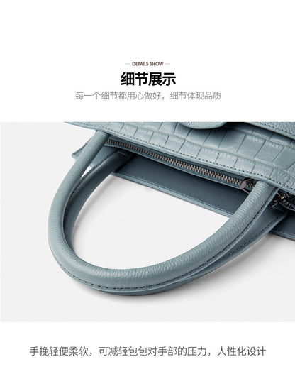Genuine leather women's bag Crocodile pattern handle bag Shoulder bag Fashion Commuter cowhide handbag that goes with anything. Bag
