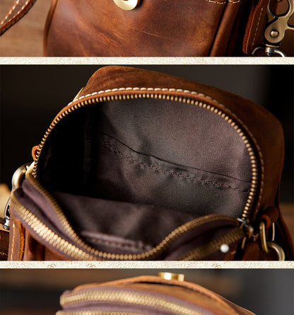 Men's Shoulder Bag Original Handmade Genuine Cowhide Leather Casual Men's Crossbody Bag Smartphone Pouch
