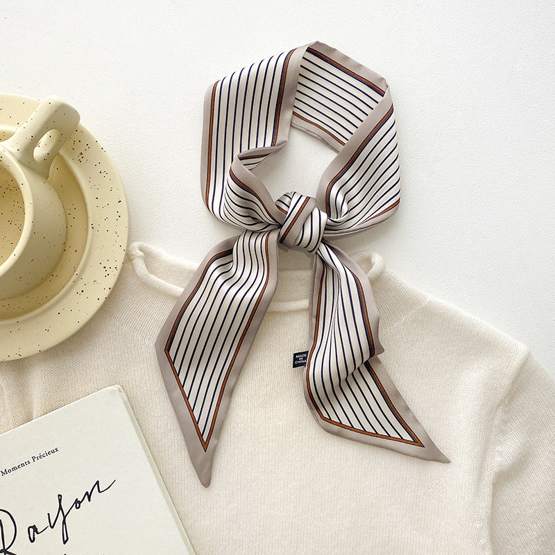 Scarf slim long striped double neckerchief fashion muffler temperament hood