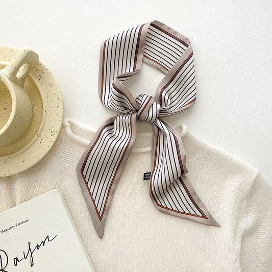 Scarf slim long striped double neckerchief fashion muffler temperament hood