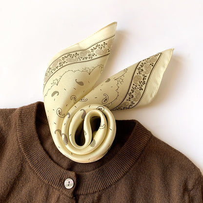 Silk scarf printed pattern small scarf women cashew nut flower temperament ornament neckerchief
