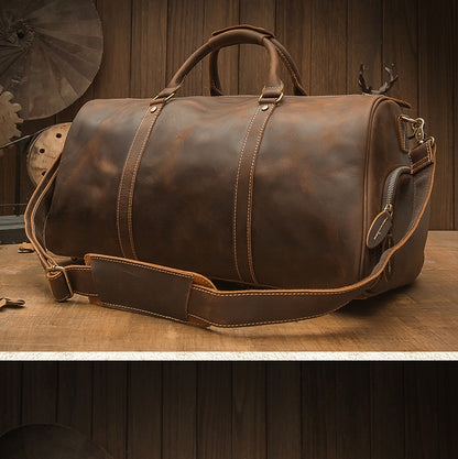 Men's Travel Bag Large Capacity Cowhide Crazy Horse Handmade Retro Crossbody Bag Fashion Luggage Bag for Men 