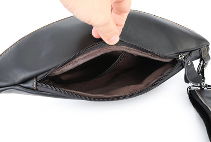 Men's bust bag genuine cowhide leather fashion casual business large capacity crossbody bag shoulder bag for men