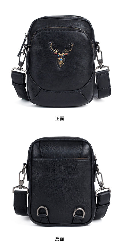 Men's Bust Bag Versatile Cowhide Genuine Leather Retro Casual Crossbody Bag for Men 