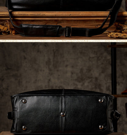 Men's travel bag, handmade genuine cowhide leather, large capacity handbag, business trip, short distance, luggage bag, men's shoulder bag, crossbody bag 