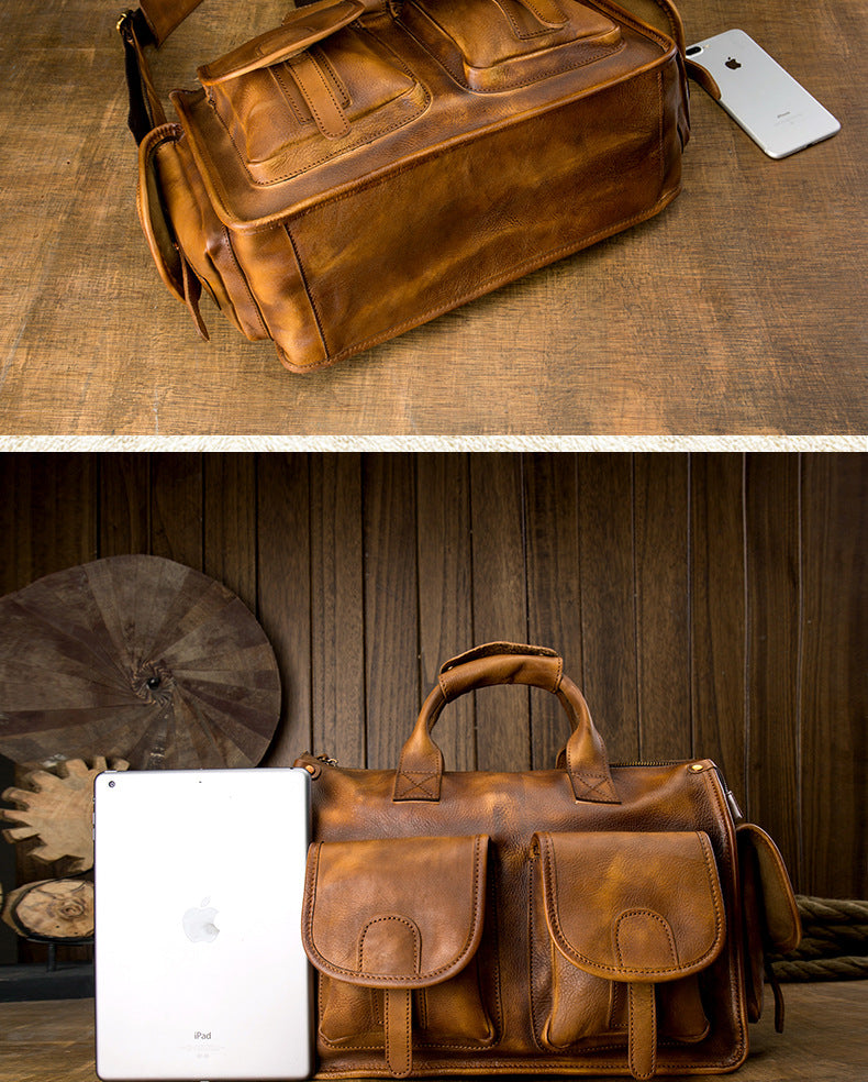 Men's original messenger bag Genuine cowhide leather handmade handbag crossbody shoulder bag for men 