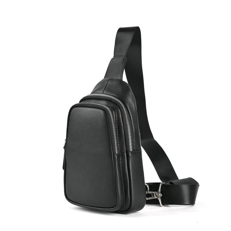Men's bust bag Genuine cowhide leather retro casual men's crossbody bag smartphone pouch 