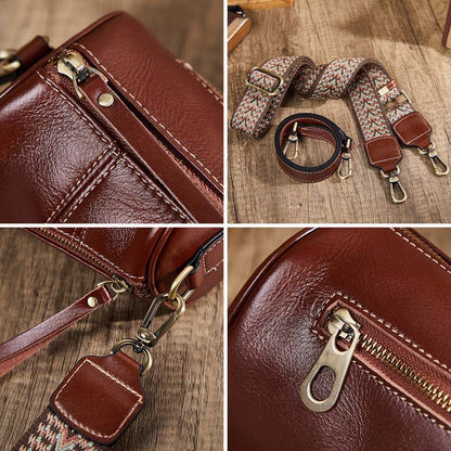 Ladies retro cowhide broadband cylindrical bag underarm bag simple temperament shoulder bag that goes with anything. Pochette
