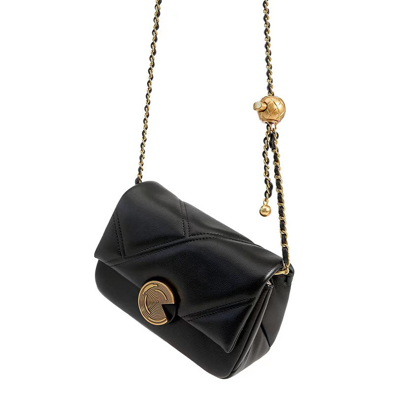 Cowhide plaid chain bag women's luxury square bag genuine leather crossbody bag commuting shoulder bag.Pochette