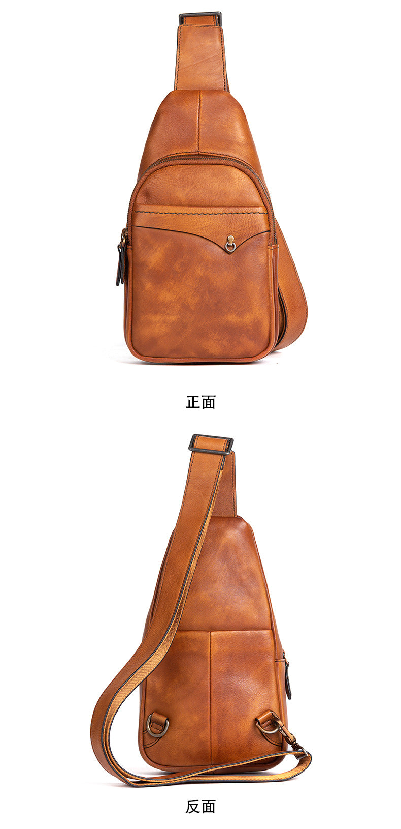 Men's bust bag genuine cowhide leather retro casual crossbody bag for men 