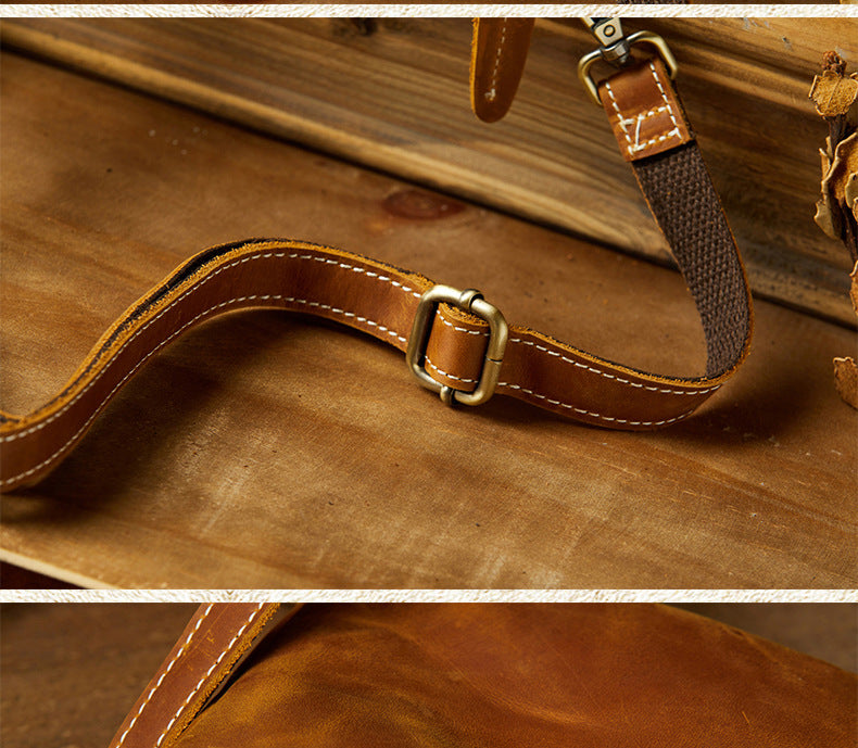 Men's Shoulder Bag Original Crazy Horse Cow Leather Retro Unique Men's Crossbody Bag 