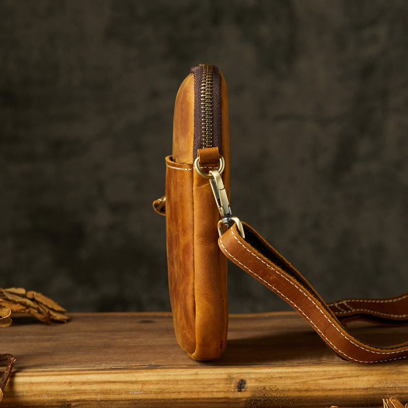 Men's Shoulder Bag Original Crazy Horse Cow Leather Retro Unique Men's Crossbody Bag 