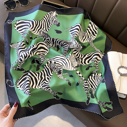 Silk scarf print pattern women's temperament commuting scarf neckerchief that goes with anything High quality
