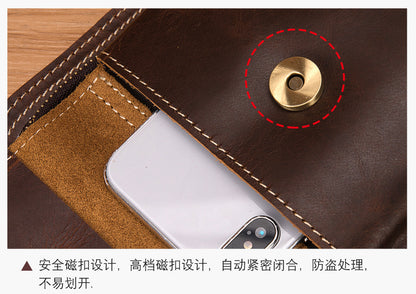 Men's Bust Bag Genuine Cowhide Leather Retro Outdoor Versatile Men's Crossbody Bag 