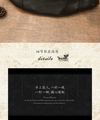 Men's Bust Bag Handmade Cowhide Genuine Leather Casual Mobile Phone Waist Pouch Sports Outdoor Personality Fashion Male Shoulder Bag Crossbody Bag 