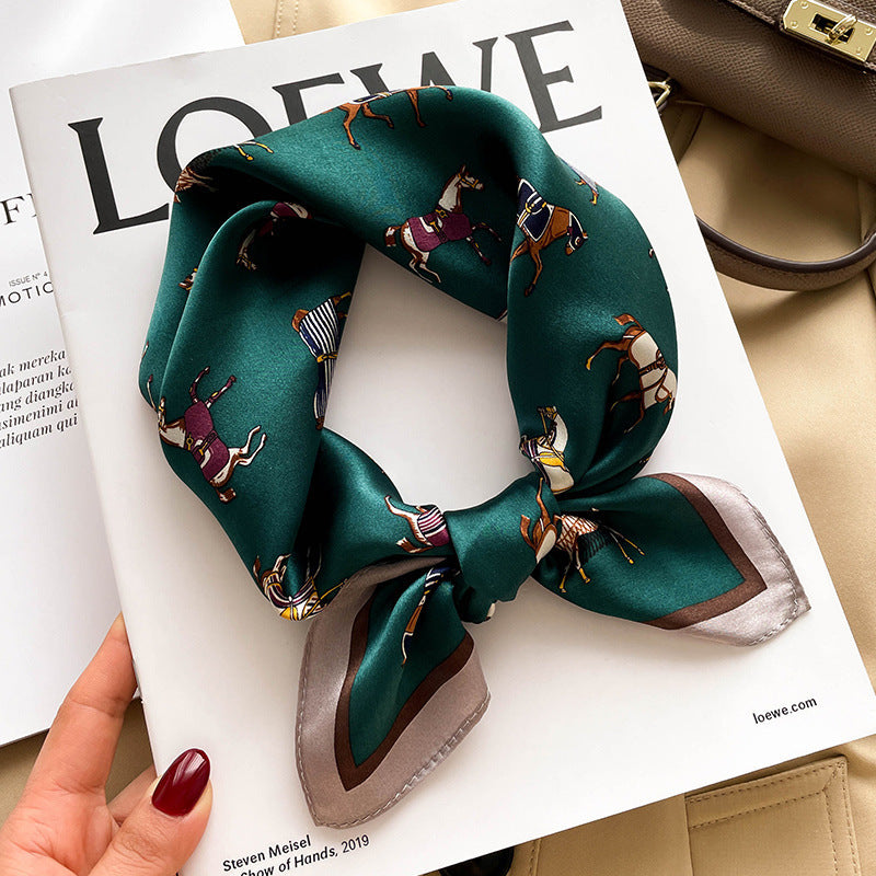 Silk scarf printed pattern neckerchief that goes with anything High quality elegant temperament scarf 
