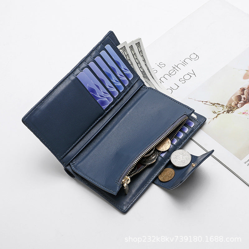Women's short genuine leather wallet check wallet sheep leather wallet tri-fold cloth coin purse wallet women's wallet