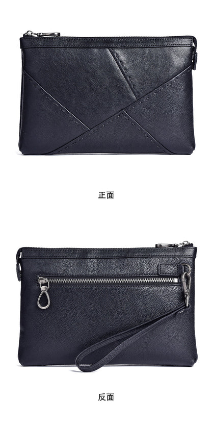 Men's Clutch Bag Genuine Cowhide Leather Retro Casual Men's Handbag 
