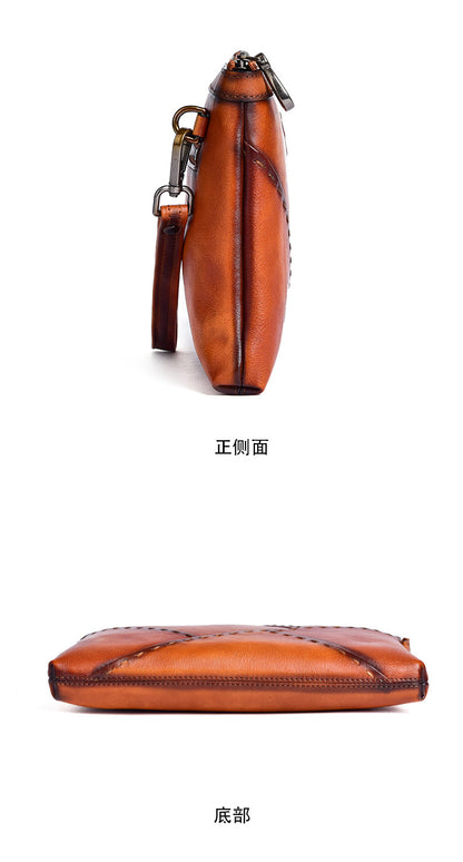 Men's Clutch Bag Genuine Cowhide Leather Retro Casual Men's Handbag 