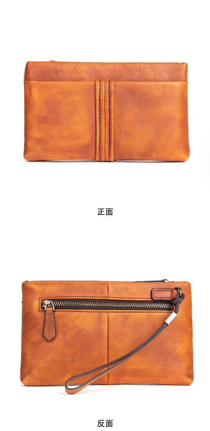 Men's Clutch Bag Genuine Cowhide Leather Retro Casual Men Bag 