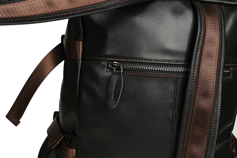 Men's backpack cowhide genuine leather retro casual business travel bag for men computer bag 