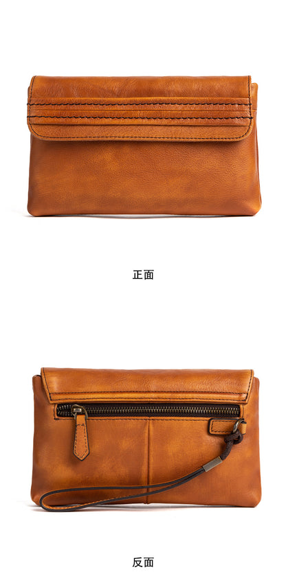 Men's Clutch Bag Genuine Cowhide Leather Retro Casual Men's Handbag 